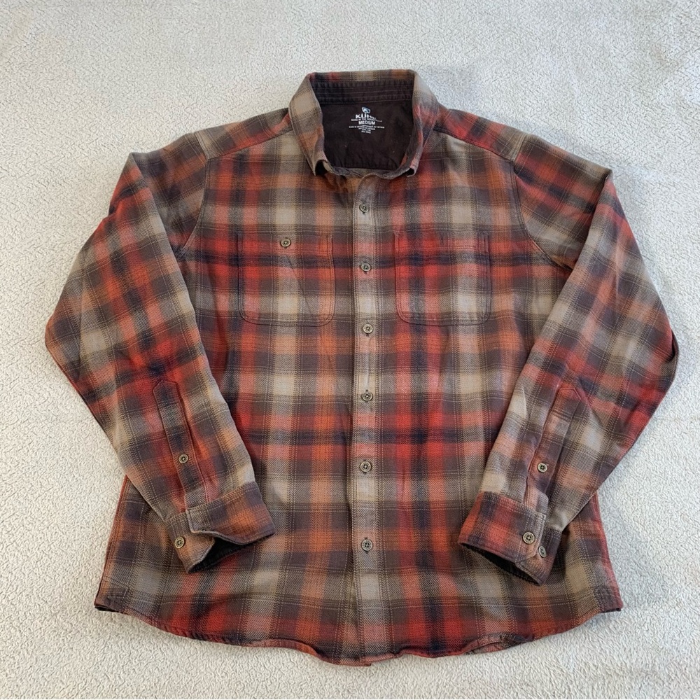 KUHL THE LAW FLANNEL Shirt Men’s Long Sleeve Button Up Red Sz Medium